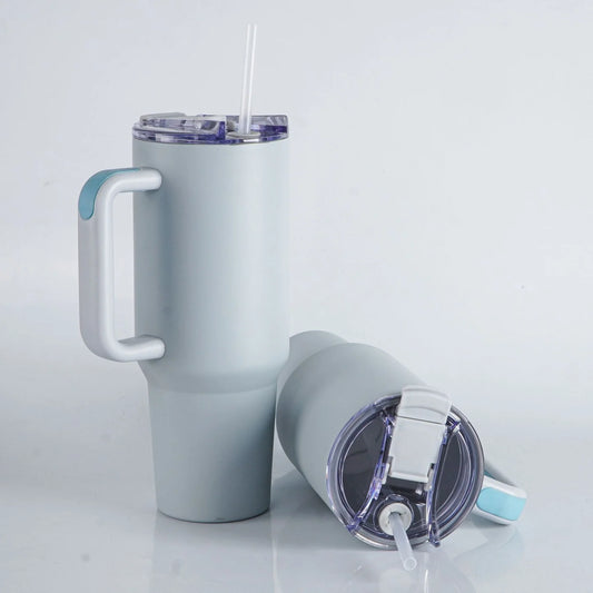 Stainless Steel Insulated Tumbler with Handle &amp; Straw Lid
