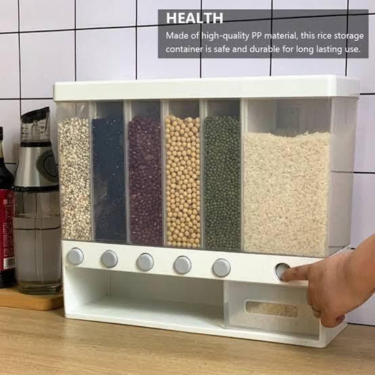 6-Grid Wall Mounted Dry Food &amp; Cereal Dispenser