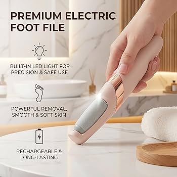 Rechargeable Electronic Pedicure Tool – Dual Speed | 2 Roller Heads | Easy Callus Remover